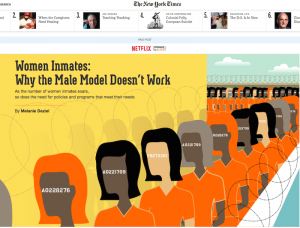 这个广告在纽约时报作为一篇关于女性囚犯的文章。实际上，这是电视节目的广告“橙色是新的黑色”。