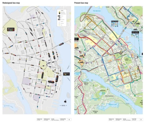 米歇尔·乔斯普重新设计的路线图，和2005年的原始地图。
