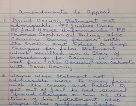 格伦手写的上诉书。单击图像以阅读整个文档。