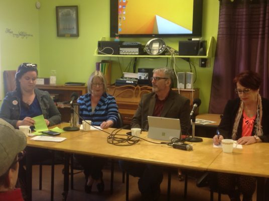 Suzanne Mackeil（Soutarity Halifax），Pam剑（哈利法克斯成年史预示），Tim Bousquet和Judy Haiven（圣玛丽大学）