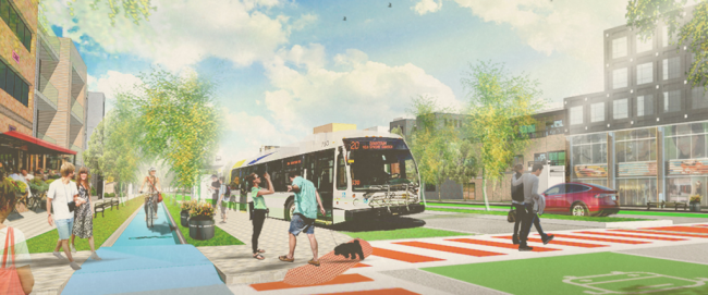 怀斯路(Wyse Road)重新设计，有快速公交和自行车道(From thelittleease .ca)