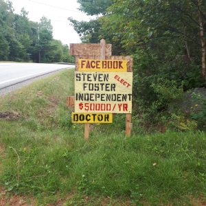 手写签名给候选人史蒂文·福斯特。文字:Facebook。史蒂芬·福斯特。独立的。50000美元/年的医生。