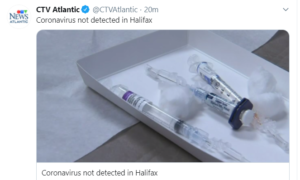 推文说冠状病毒在哈利法克斯未检测到。