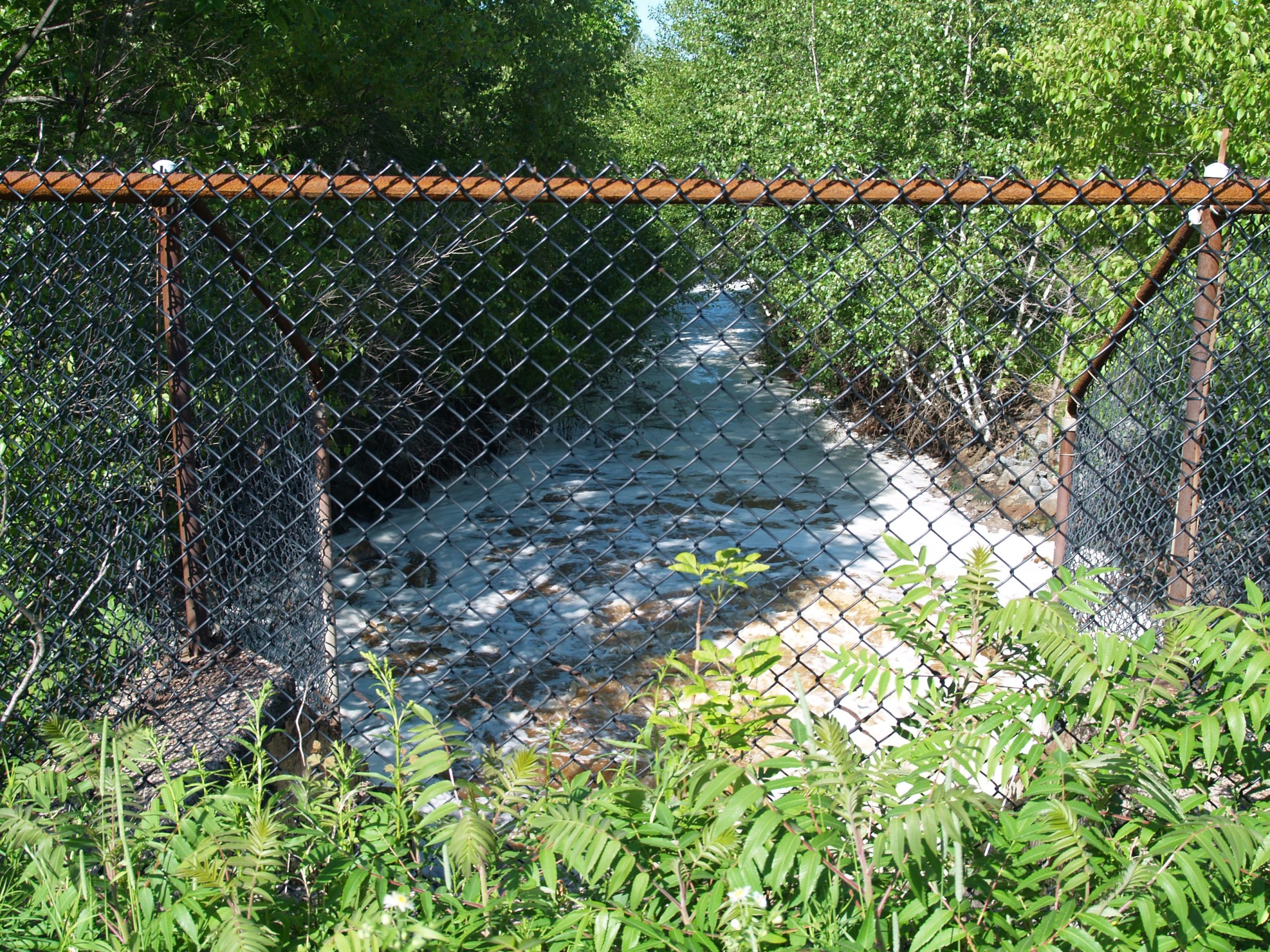 流出物目前通过轧机的管道流动到船港