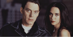 穿皮夹克的男人和女人看着镜头