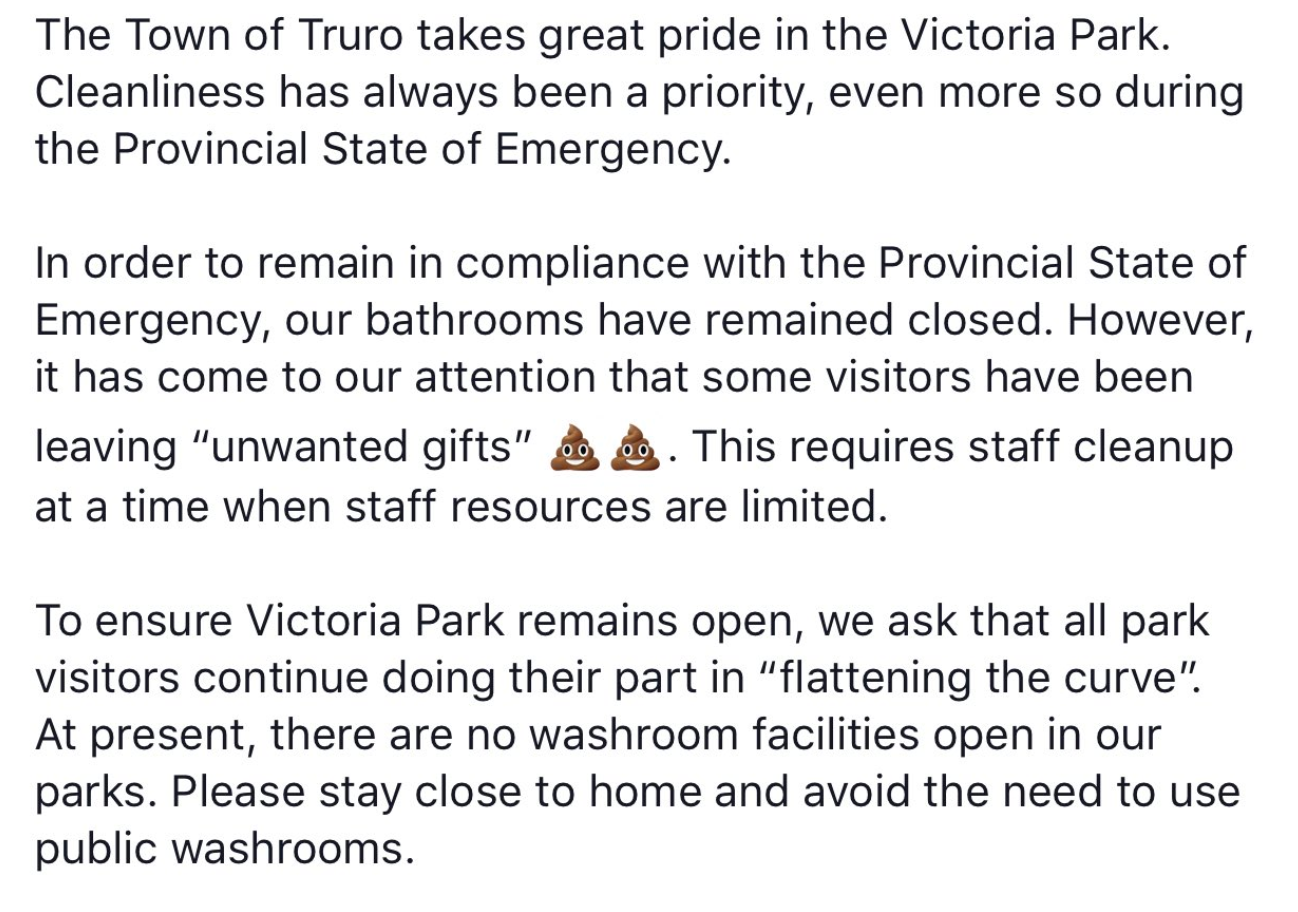 特鲁罗镇的推特上有人在维多利亚公园拉屎。