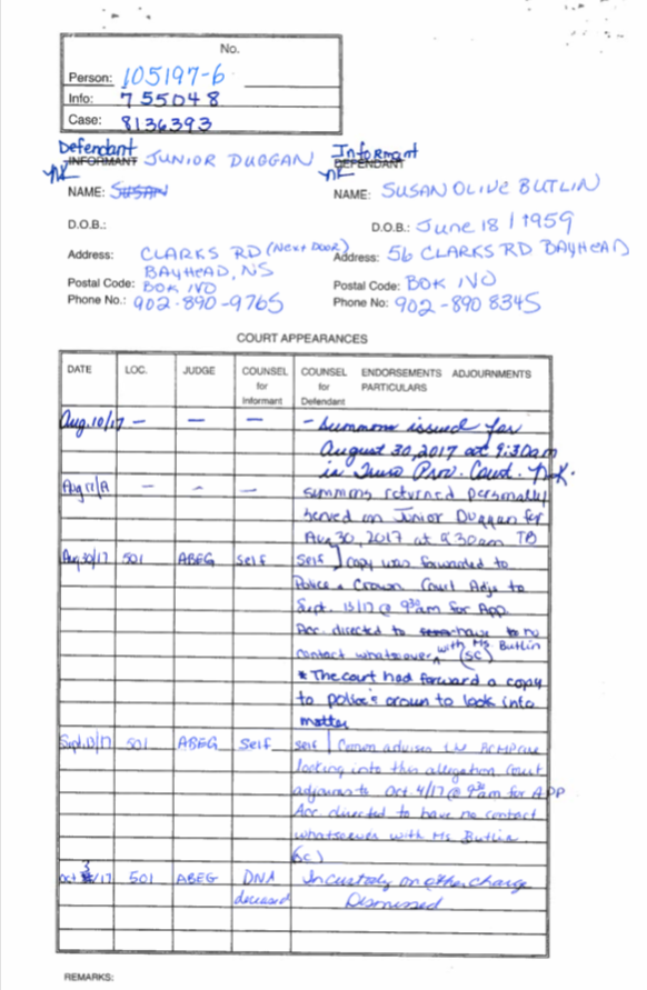 苏珊·巴特林的和平契约申请文件的第二页