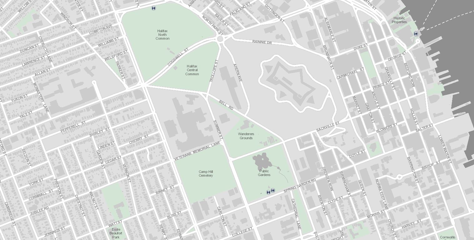 地图Halifax市中心的显示效果非常少公厕