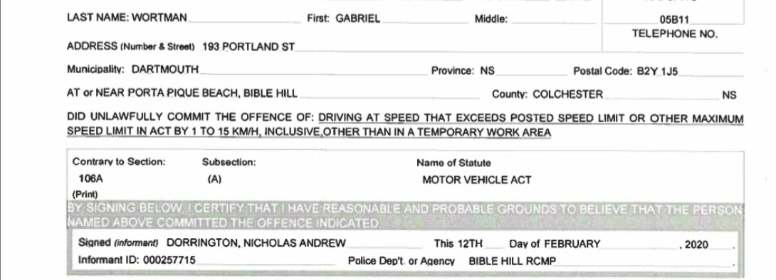 加百列·沃特曼的部分交通罚单