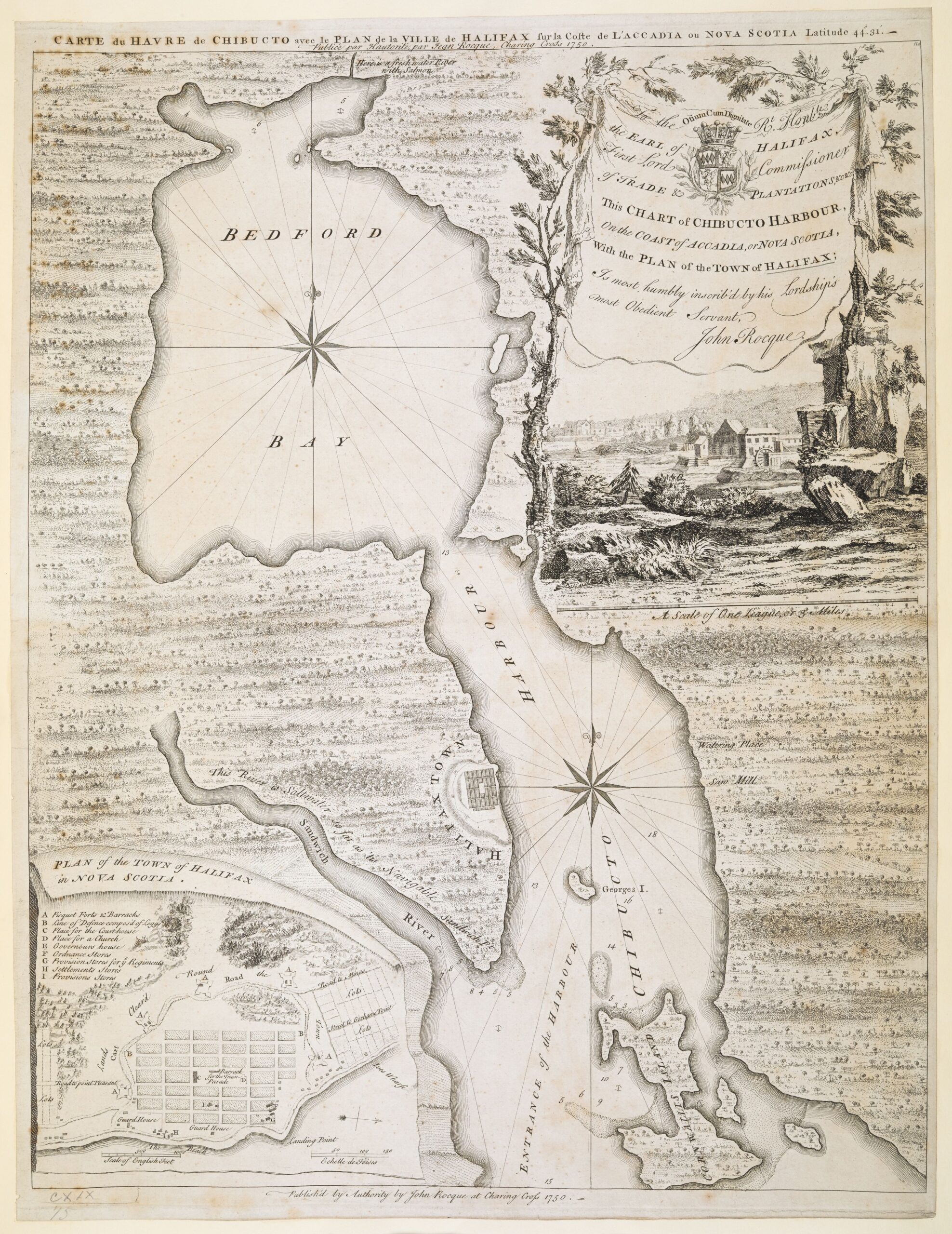1750年的地图，现在的哈利法克斯。