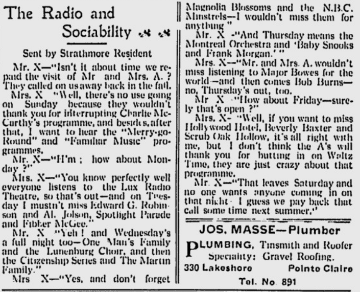 20世纪30年代的一篇文章，叫做《无线电与社交