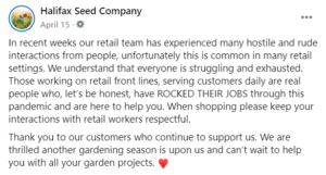 哈利法克斯种子公司的推特截图。