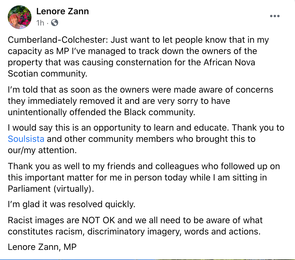 Lenore Zann的推文的屏幕截图。