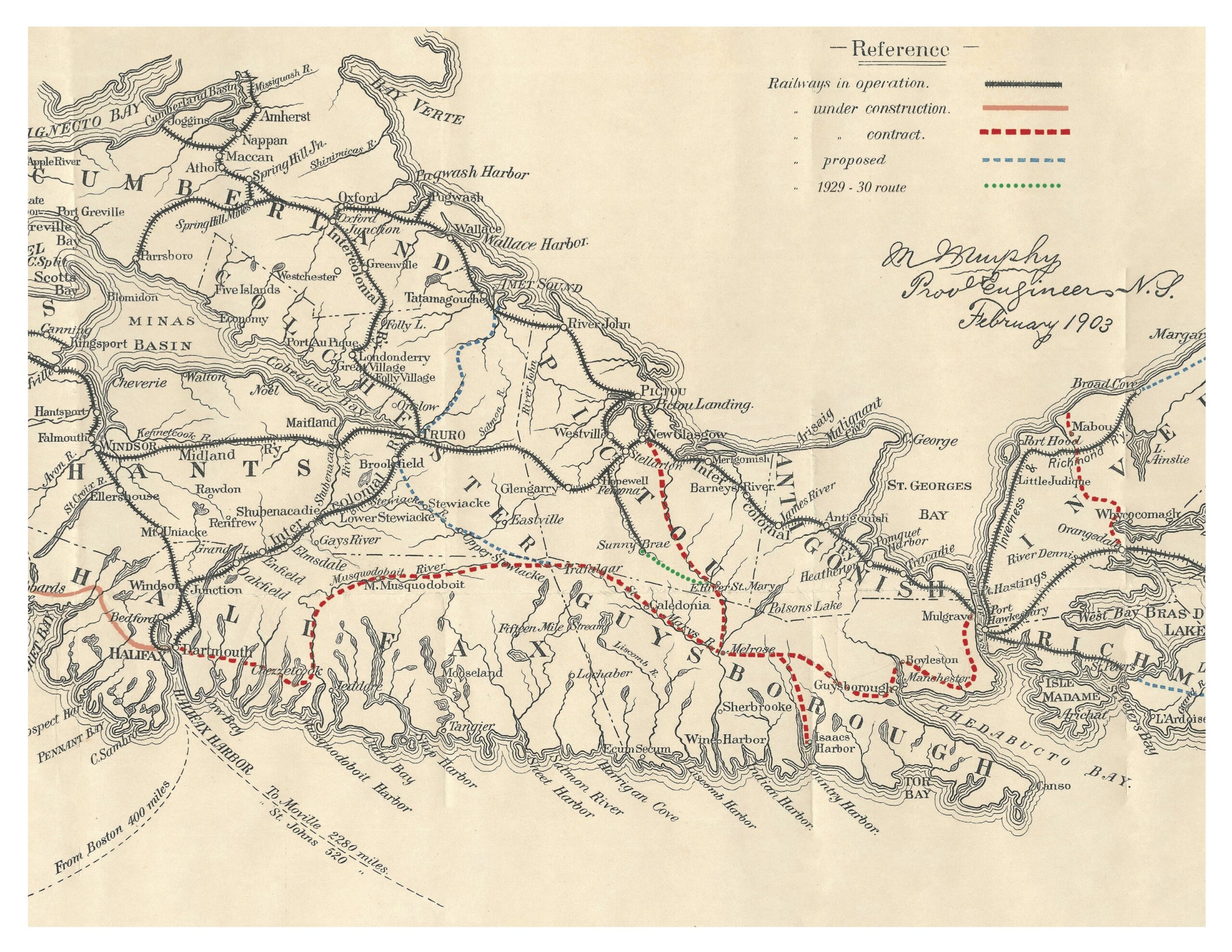 显示红色线的黑白地图指示提出的铁路。