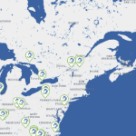 显示Domtar位置在北美的地图