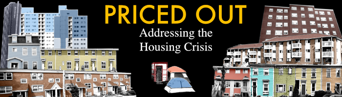 A banner that says Priced Out Addressing the Housing Crisis