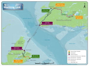 显示海底电缆路线的地图