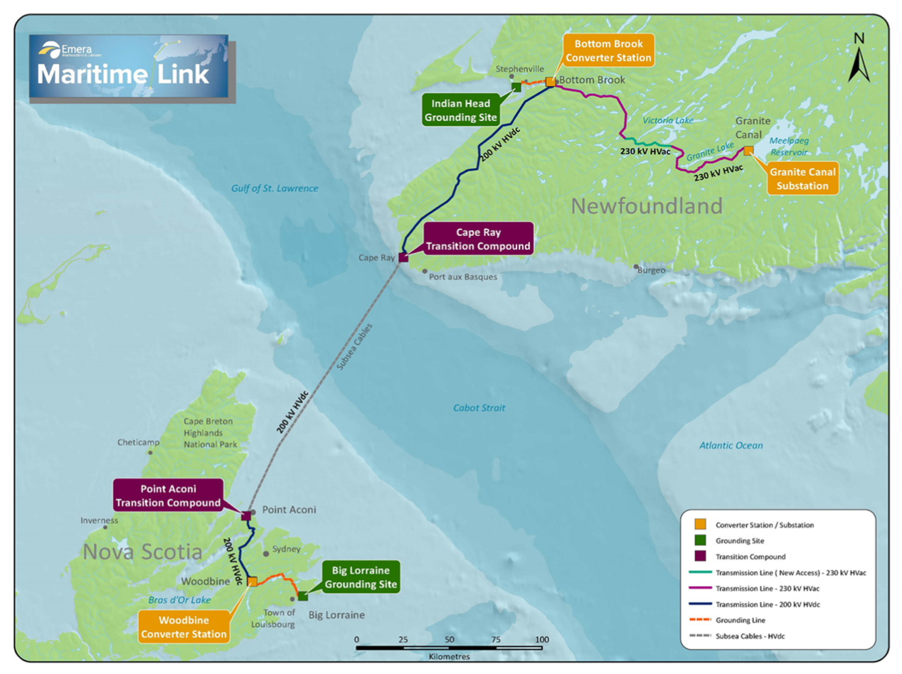 显示海底电缆路线的地图