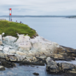 An aerial view of Owls Head on an overcast day