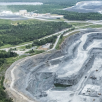 巨大的煤气的鸟瞰图是驼鹿河的Touquoy Gold Mine