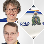 两名议员和RCMP车辆的拼贴画