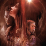 锡海报中描绘的面孔的特写