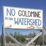 “我们流域禁止开采金矿”的标语
