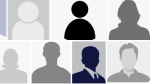 一组黑色、白色和灰色的假头像和个人资料。