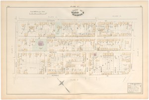 1878年哈利法克斯5区地图，显示了哈利法克斯北端街道上房屋的位置，包括梅纳德街、格里什街、克莱顿街、阿格里科拉街和北街。