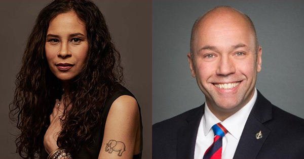 左图:圣文森特山教授，艾尔·琼斯。右图:哈利法克斯议员安迪·菲尔莫尔