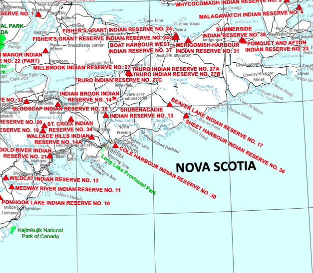 地图显示米尔布鲁克保护区在锡特港和海狸湖在东海岸