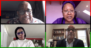 周一，Cikiah Thomas, Delvina Bernard和Adrea Thomas参加了由Isaac Saney主持的“2023年大学研究奴隶制会议的会前活动”。