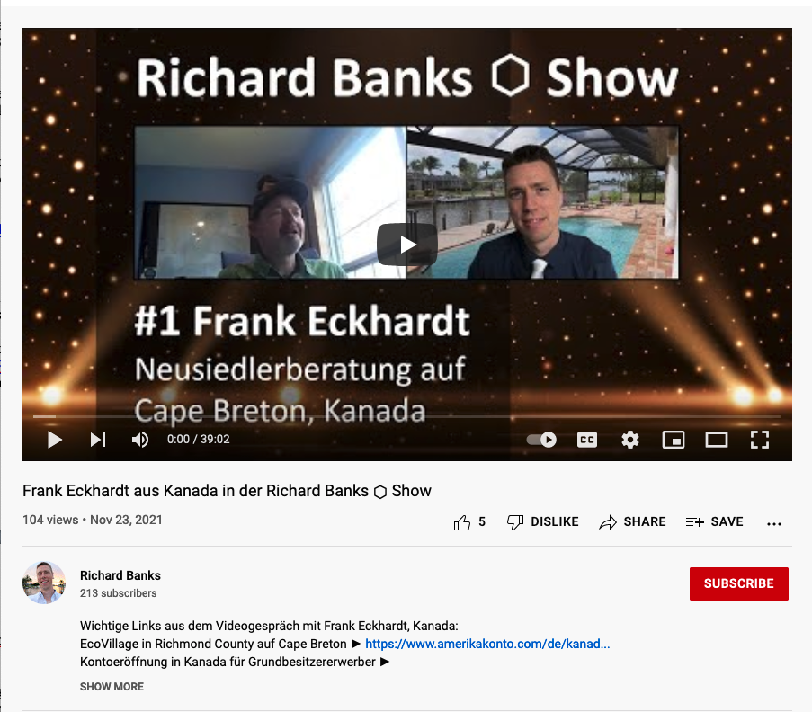 弗兰克·埃克哈特（Frank Eckhardt）（左）的屏幕截图在2021年11月在线采访，促进了B计划B，这是从欧洲出发到北美的退出。