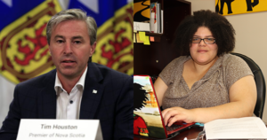 左边是蒂姆·休斯顿总理，右边是凡妮莎·费尔斯总理。