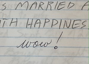 上面照片里的文字特写，老师写了“哇!”