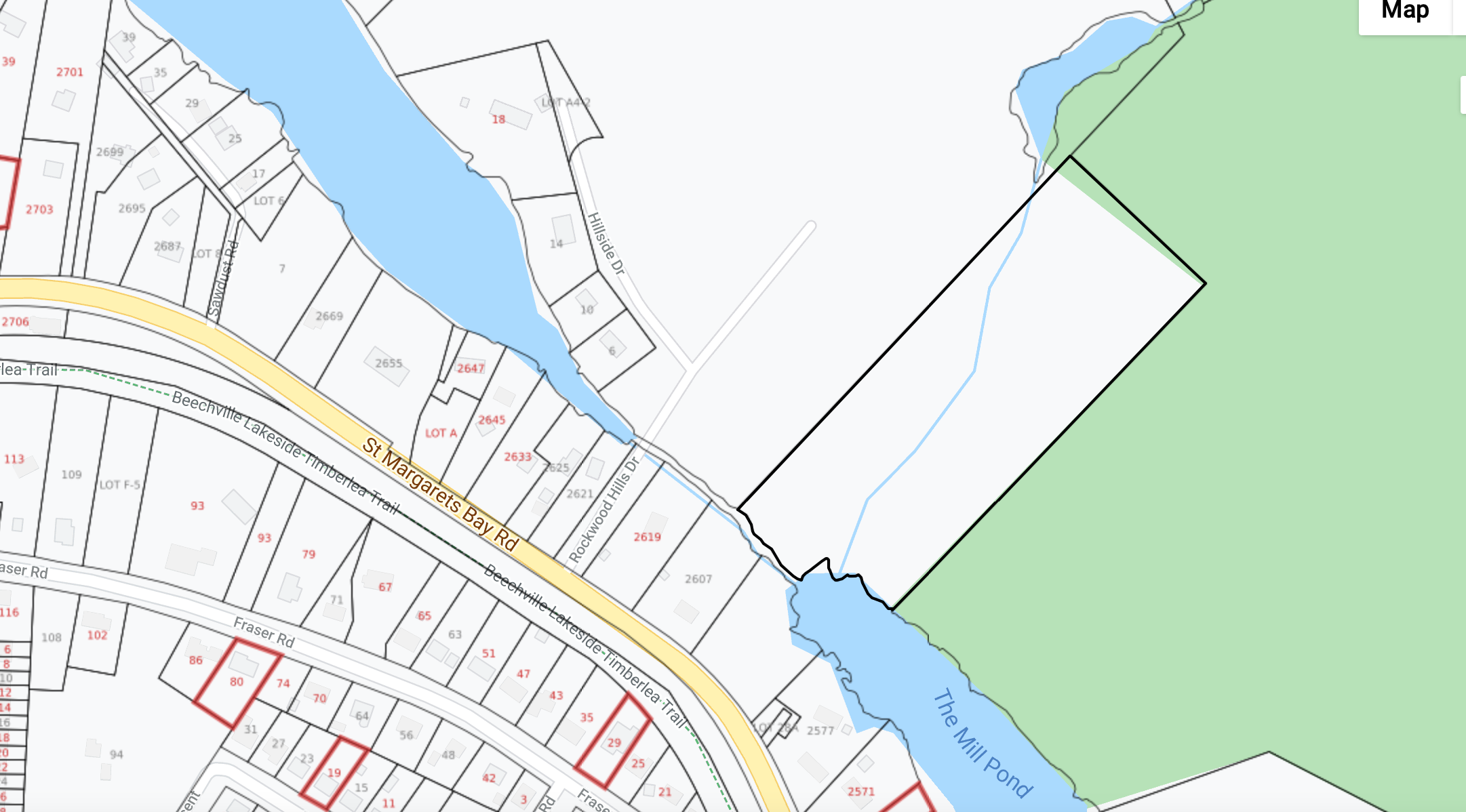 Timberlea的一片土地的地图