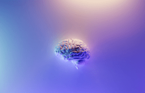 一个由紫色、粉色和绿色组成的彩色大脑图像。