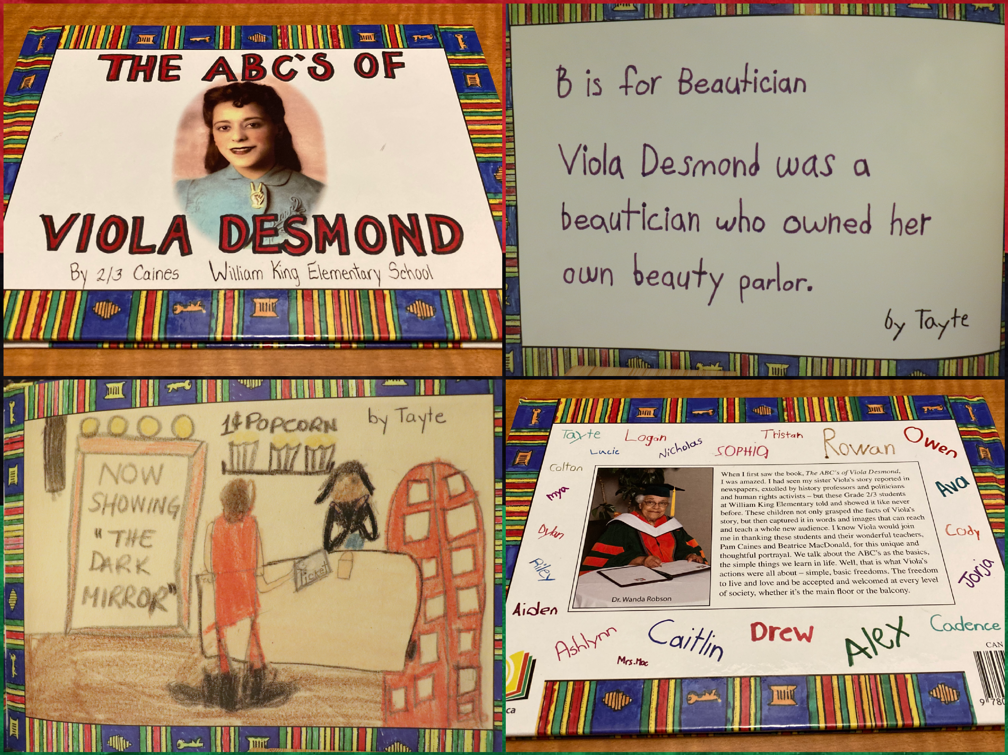 4张拼贴的“维奥拉·德斯蒙德的基本知识”儿童书籍