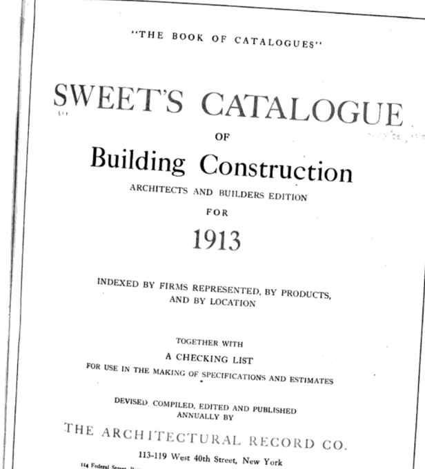扫描1913年斯威特建筑目录的一页