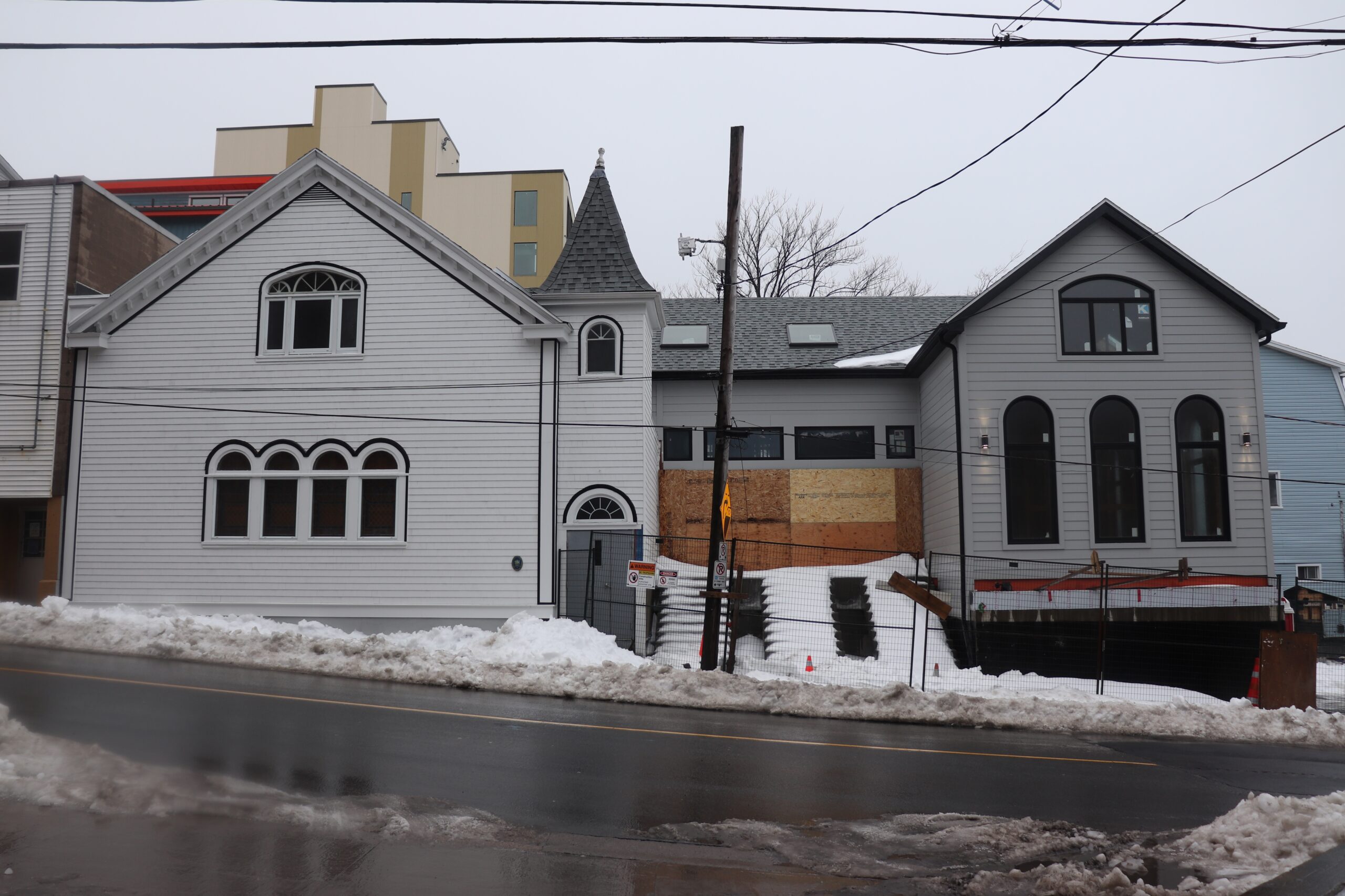 Present day photo of New Horizons Baptist Church (originally called the African Chapel) undergoing renovations on Cornwallis Street