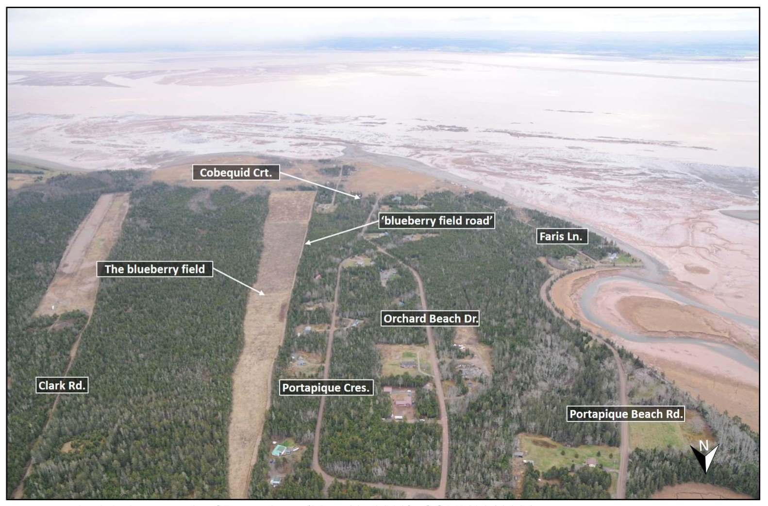 Portapique地区的鸟瞰图。