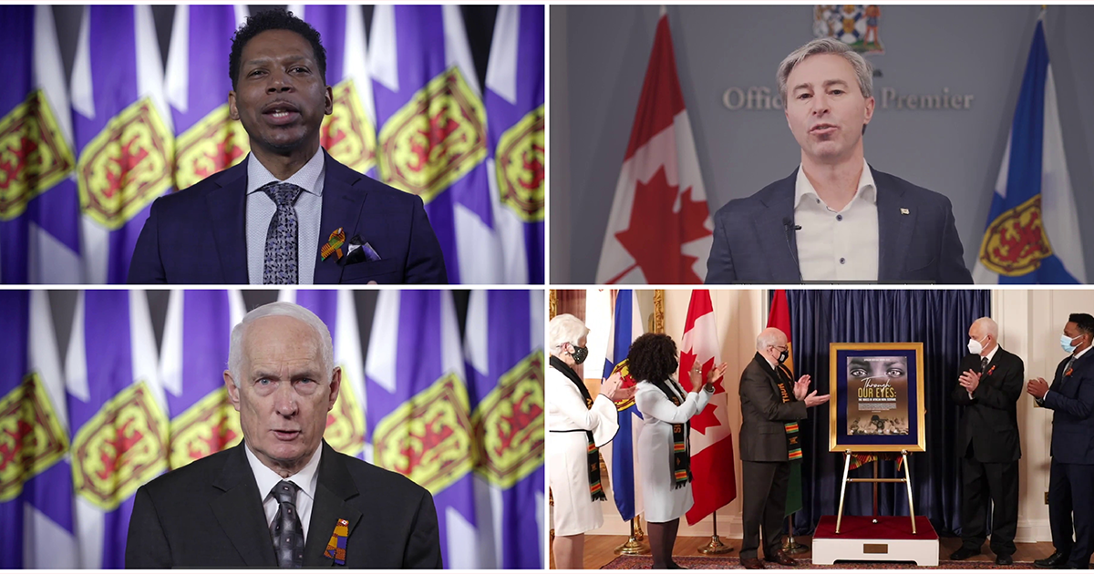 三名男子的照片拼贴画和海报的揭幕