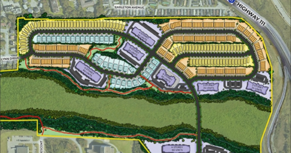 一幅地图，显示毗邻绿色区域的新密集发展项目