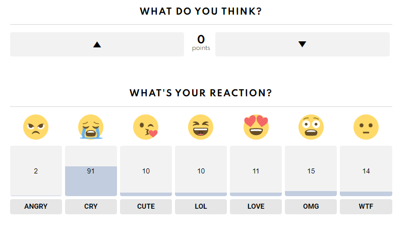 “你怎么看?”的民意调查，下面是一系列表情符号，展示了不同的表情。
