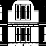 一幅老建筑的黑白绘图