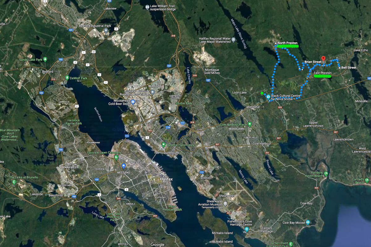 谷歌地图形象哈利法克斯，达特茅斯，贝德福德和普雷斯顿
