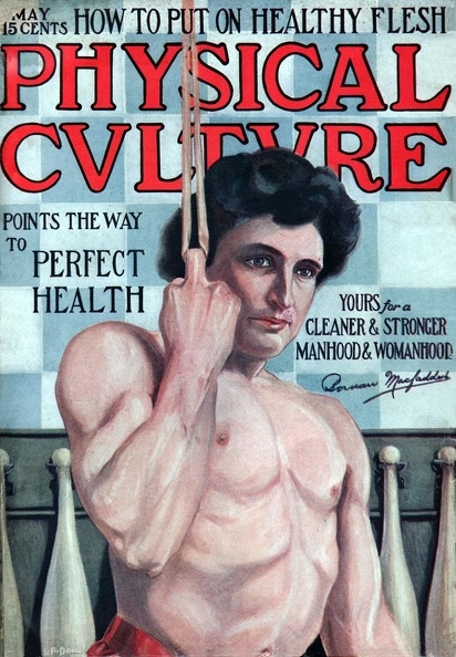 一个赤膊男人的杂志封面。这本杂志叫《体育文化》