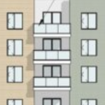 米色、灰色和绿色的建筑效果图