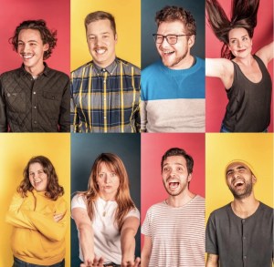 八名演员做鬼脸的拼贴照片