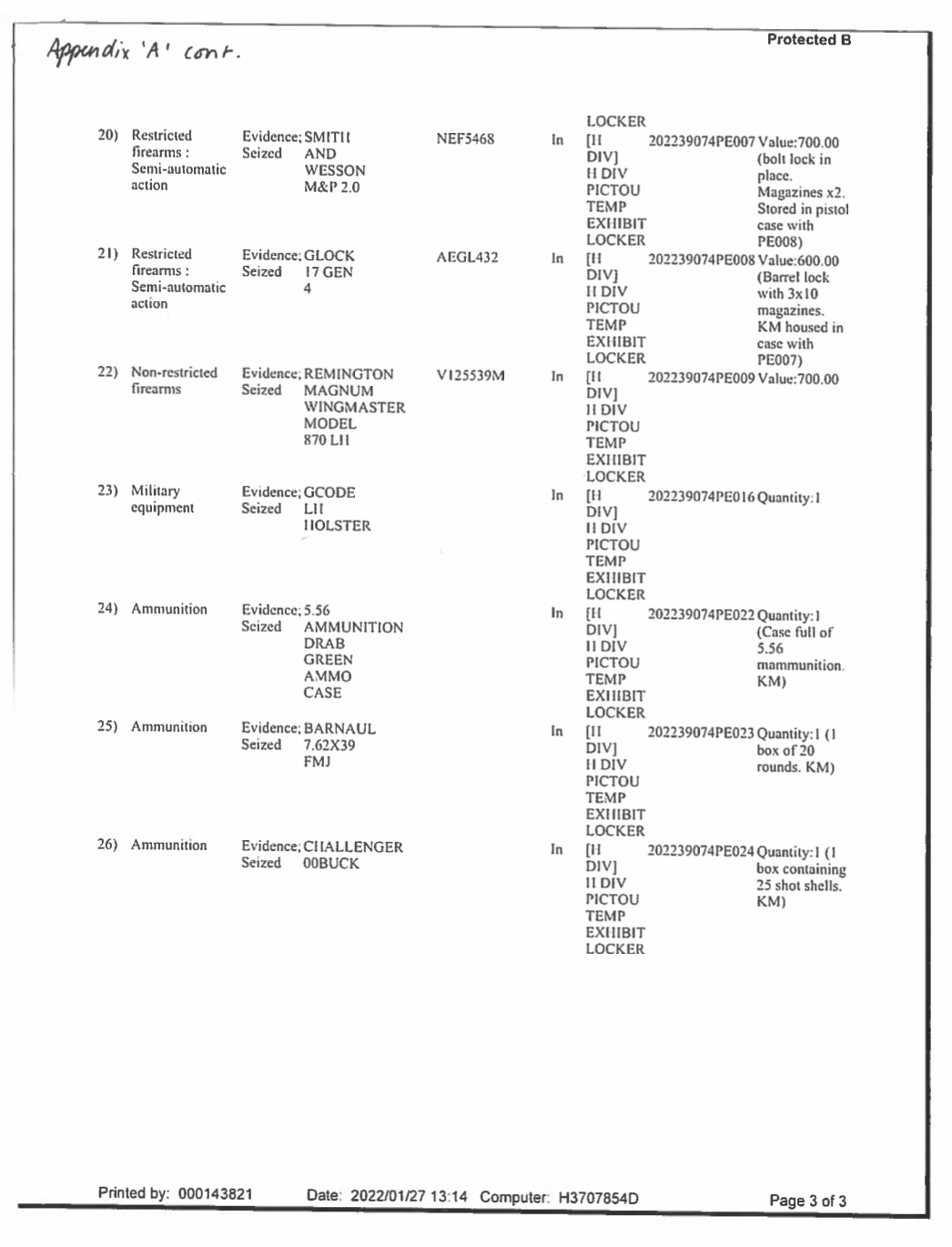 武器弹药清单的第三页